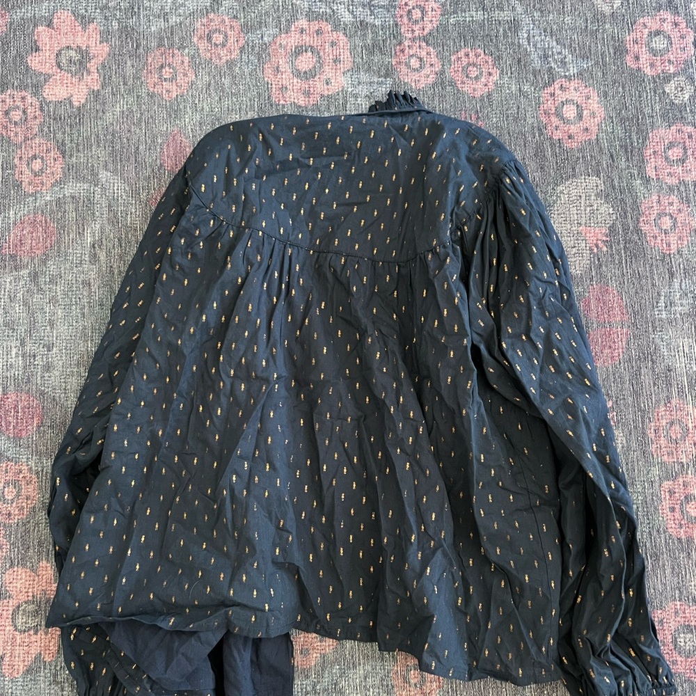 Emerson Fry Navy Blouse with Gold Dot Print - Picture 3 of 3